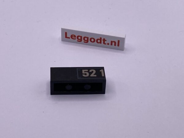 COBI: Pad printed Brick 1 x 3 with "52 1" - black (czarny)