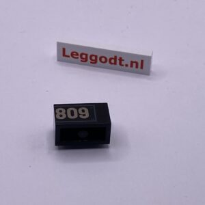 COBI: Pad printed Brick 1 x 2 with "809" - black (czarny)