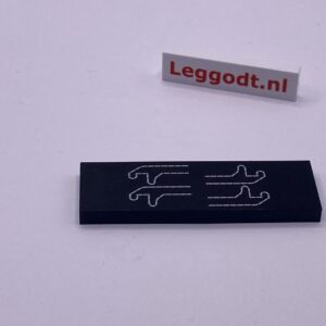COBI: Pad printed Tile 2 x 6 with White Symbols - black (czarny)