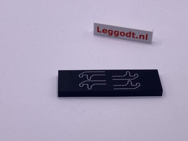 COBI: Pad printed Tile 2 x 6 with White Symbols - black (czarny)