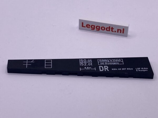 COBI: Pad printed Tile 2 x 10 with White "DR Köln 40 287 SSys..." - black (czarny)