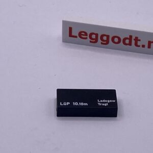 COBI: Pad printed Tile 1 x 2 with White "Lüp 10.10m ..." - black (czarny)