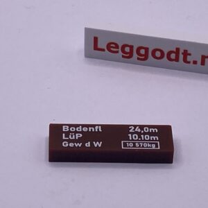 COBI: Pad printed Tile 1 x 3 with White "Bodenfil..." - dark brown (ciemny braz)