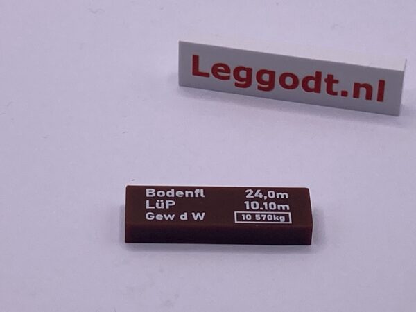 COBI: Pad printed Tile 1 x 3 with White "Bodenfil..." - dark brown (ciemny braz)