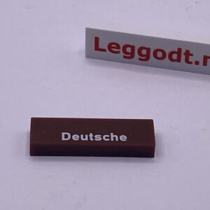 COBI: Pad printed Tile 1 x 3 with White "Deutsche" - dark brown (ciemny braz)