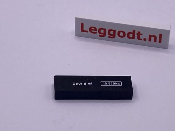 COBI: Pad printed Tile 1 x 3 with White "Gew d W..." - black (czarny)