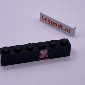 COBI: Pad printed Brick 1 x 6 with "P.K.P." Right (Prawy) - black (czarny)