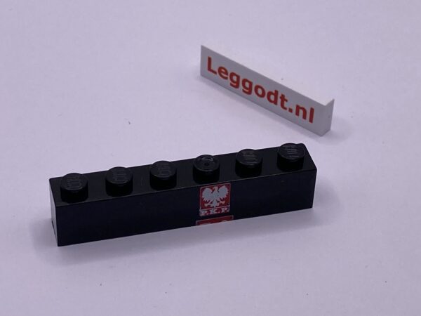 COBI: Pad printed Brick 1 x 6 with "P.K.P." Right (Prawy) - black (czarny)