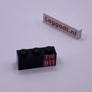 COBI: Pad printed Brick 1 x 3 with "Ty2 911" Right (Prawy) - black (czarny)