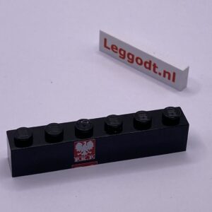 COBI: Pad printed Brick 1 x 6 with "P.K.P." Left (Lewy) - black (czarny)