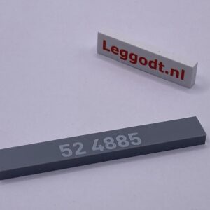COBI: Pad printed Tile 1 x 7 with White "52 4885" - new grey (nowy szary)
