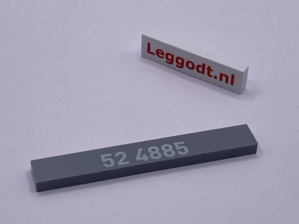 COBI: Pad printed Tile 1 x 7 with White "52 4885" - new grey (nowy szary)
