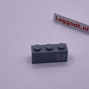 COBI: Pad printed Brick 1 x 3 with White "52" - new grey (nowy szary)