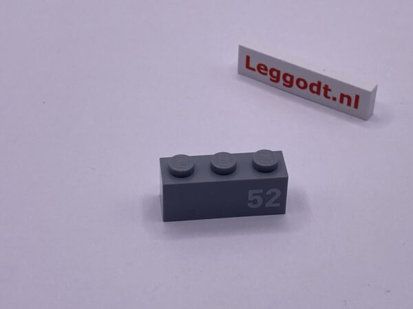 COBI: Pad printed Brick 1 x 3 with White "52" - new grey (nowy szary)
