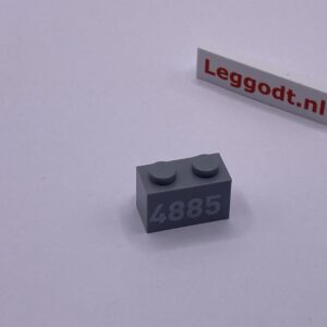 COBI: Pad printed Brick 1 x 2 with White "4885" - new grey (nowy szary)