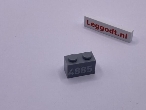 COBI: Pad printed Brick 1 x 2 with White "4885" - new grey (nowy szary)