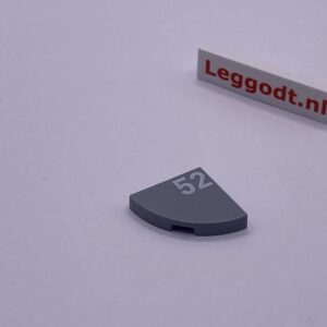 COBI: Pad printed Tile 2 x 2 with Rounded Corner with White "52" - new grey (nowy szary)