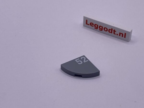 COBI: Pad printed Tile 2 x 2 with Rounded Corner with White "52" - new grey (nowy szary)