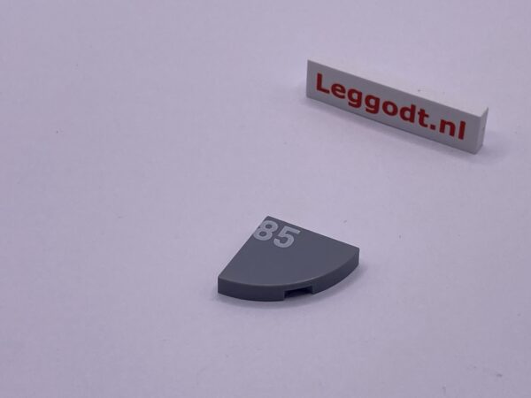 COBI: Pad printed Tile 2 x 2 with Rounded Corner with White "85" - new grey (nowy szary)