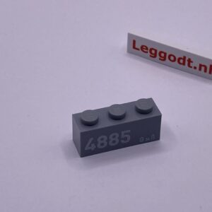 COBI: Pad printed Brick 1 x 3 with White "4885" - new grey (nowy szary)