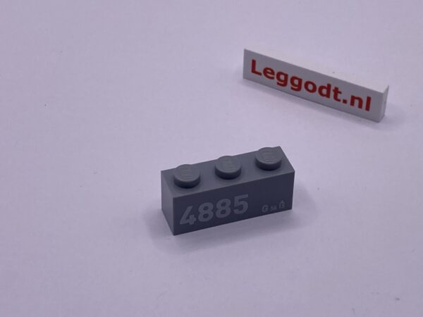 COBI: Pad printed Brick 1 x 3 with White "4885" - new grey (nowy szary)