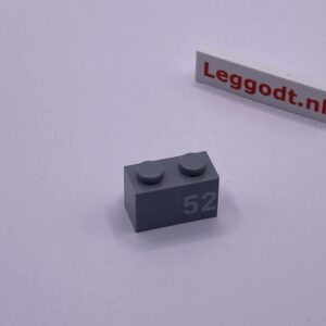 COBI: Pad printed Brick 1 x 2 with White "52" - new grey (nowy szary)