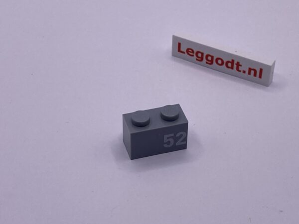 COBI: Pad printed Brick 1 x 2 with White "52" - new grey (nowy szary)