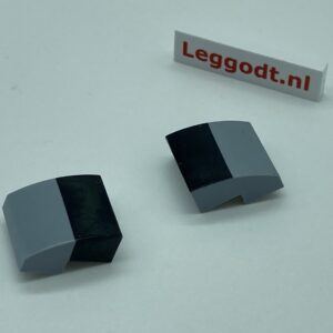 COBI: Ship, Slope Curved 3P 2 x 2 with Cutout Corner with Black Pattern (Right) - new grey (nowy szary)