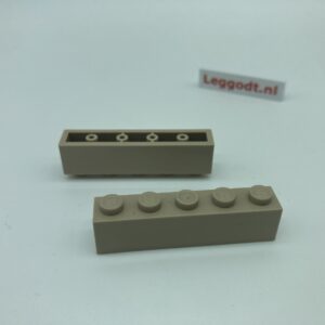COBI: Brick 1 x 5 (with Mold Pip Pivot, Hollow Pins) - beige (bezowy)
