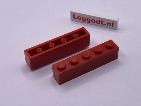 COBI: Brick 1 x 5 (with Hollow Pins, Mold Pip Pivot) - red (czerwony)