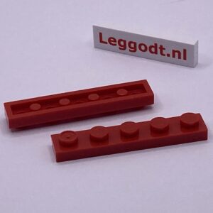COBI: Plate 1 x 5 (with Mold Pip Pivot, Solid Pins) - red (czerwony)