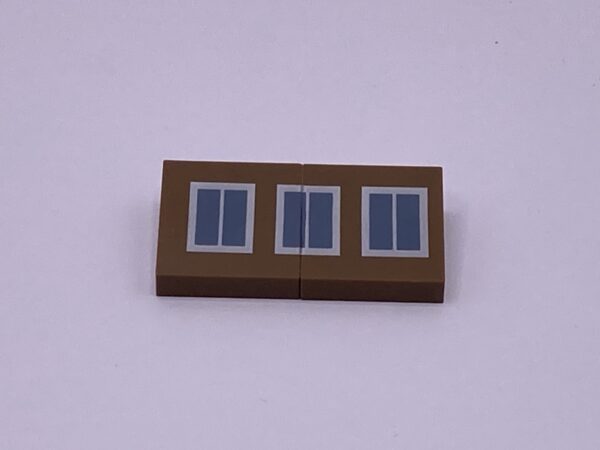 COBI: Pad printed Slope Plane 2P 2 x 4 x 2/3 with Window Pattern - brown (brazowy)