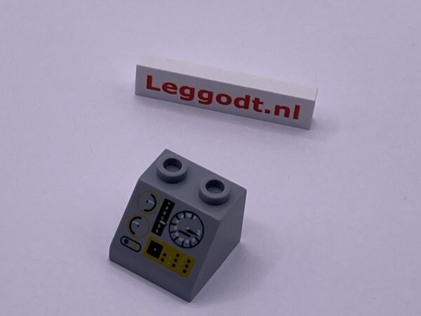 COBI: Pad printed Roof Brick 2 x 2 x 1 1/3 with Controls Pattern - new grey (nowy szary)