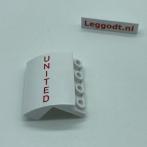 COBI: Spacecraft, Slope Curved Modified Pivot 6P 3 x 4 x 2 with "UNITED" Left (Lewy) (Pad printed) - white (bialy)