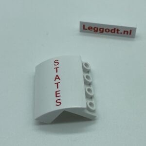 COBI: Spacecraft, Slope Curved Modified Pivot 6P 3 x 4 x 2 with "STATES" Left (Lewy) (Pad printed) - white (bialy)