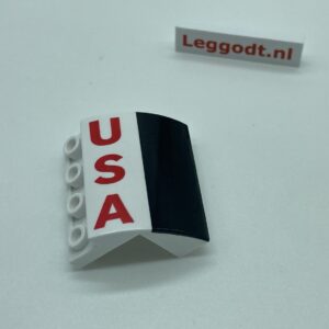 COBI: Spacecraft, Slope Curved Modified Pivot 6P 3 x 4 x 2 with "USA" Right (Prawy) (Pad printed) - white (bialy)