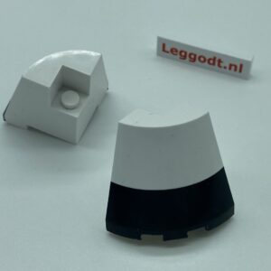 COBI: Spacecraft, Slope Curved Modified Pivot 9P 3 x 3 x 3 Corner with Black Pattern Bottomside (Pad printed) - white (bialy)