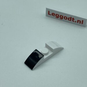 COBI: Spacecraft, Slope Curved Modified Pivot 2P 1 x 1 x 2/3 Both Sides with Plate 1 x 3 with Black Pattern (Pad printed) - white (bialy)