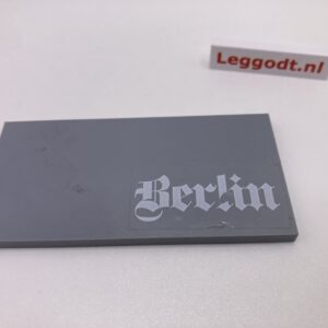 COBI: Tile 4 x 8 without Groove with White "Berlin" (Sticker) - new grey (nowy szary)