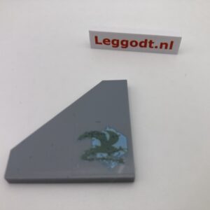 COBI: Tile, Modified 4 x 4 with Cutoff Corner (Open) with Dragon (Sticker) - new grey (nowy szary)