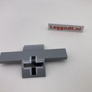 COBI: Slope, Curved Modified Pivot 2P 2 x 2 x 2/3 Both Sides with Black Cross in White Lining (Sticker) - new grey (nowy szary)