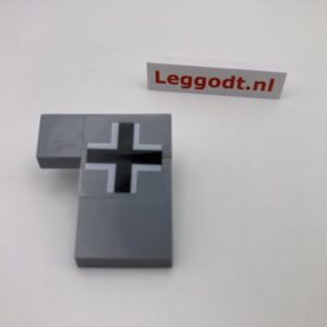 COBI: Slope, Plane 3P 2 x 2 with Black Cross in White Lining Left (Sticker) - new grey (nowy szary)
