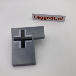 COBI: Slope, Plane 3P 2 x 2 with Black Cross in White Lining Right (Sticker) - new grey (nowy szary)