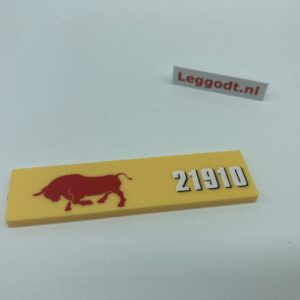 COBI: Tile 2 x 8 without Groove with Red Bull and White "21910" (Pad printed) - bright yellow (jasnozólty)