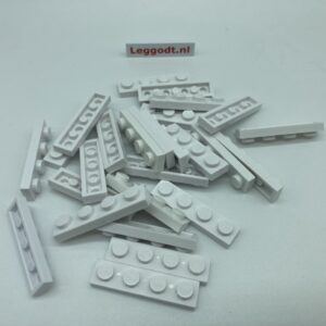 COBI: Plate 1 x 4 (with Mold Pip Side, Solid Pins) {25x} - white (bialy)