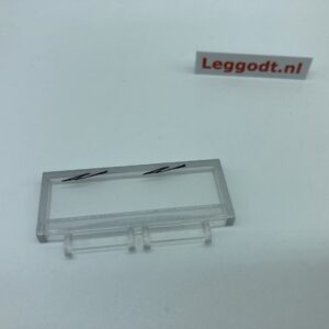 COBI: Hinge, Tile 2 x 5 with Pin Holders Extended with Silver Borders and Windscreen Wipers (Pad printed) - clear (bezbarwny)