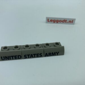 COBI: Slope, Curved Modified Edge 2P 1 x 2 x 2/3 (3x) with Black "UNITED STATES ARMY" (Pad printed) - light green military (jasnozielony wojskowy/militarny)