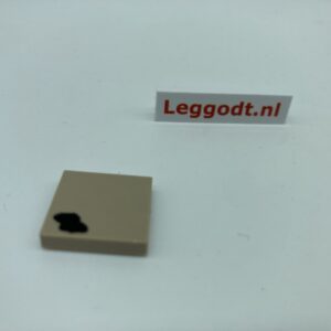 COBI: Tile 2 x 2 with Groove with Black Pattern (Pad printed) - beige (bezowy)