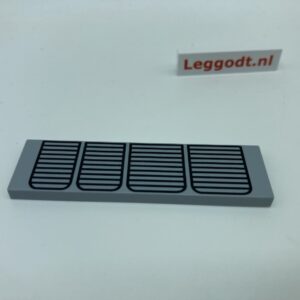 COBI: Tile 2 x 7 without Groove with Black Pattern (Left) (Pad printed) - new grey (nowy szary)