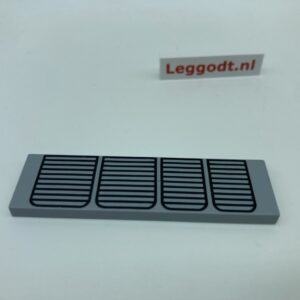 COBI: Tile 2 x 7 without Groove with Black Pattern (Right) (Pad printed) - new grey (nowy szary)